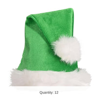 12 Pack Bulk Christmas Santa Hat - Green