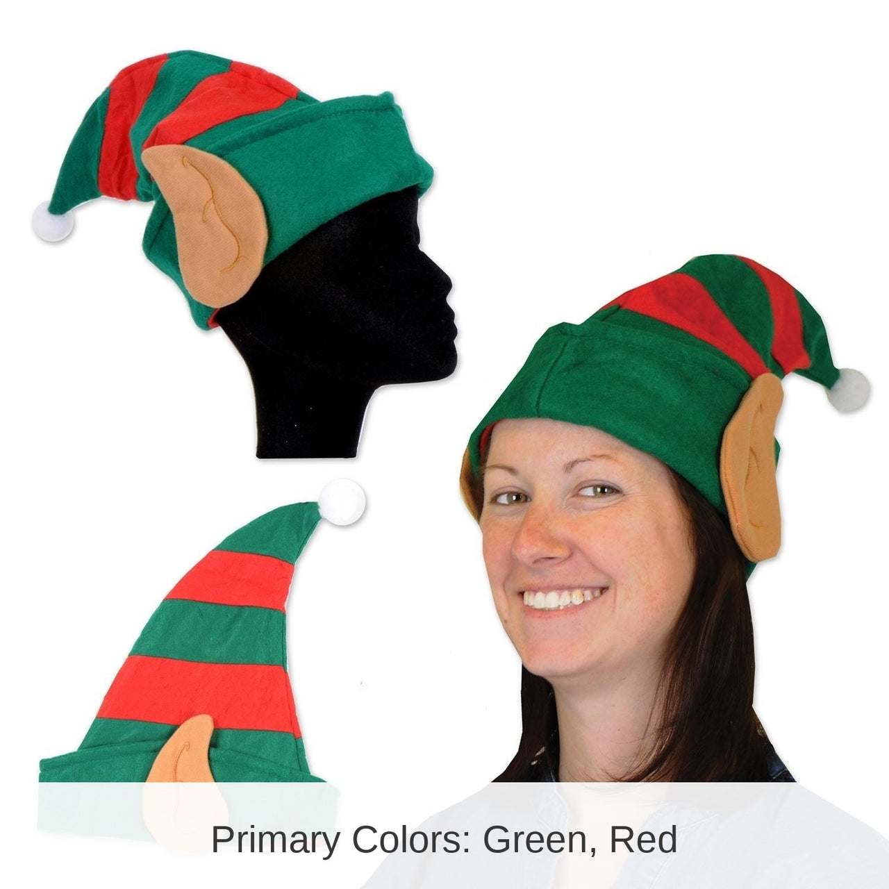 12 Pack Bulk Christmas Felt Elf Hat with Ears