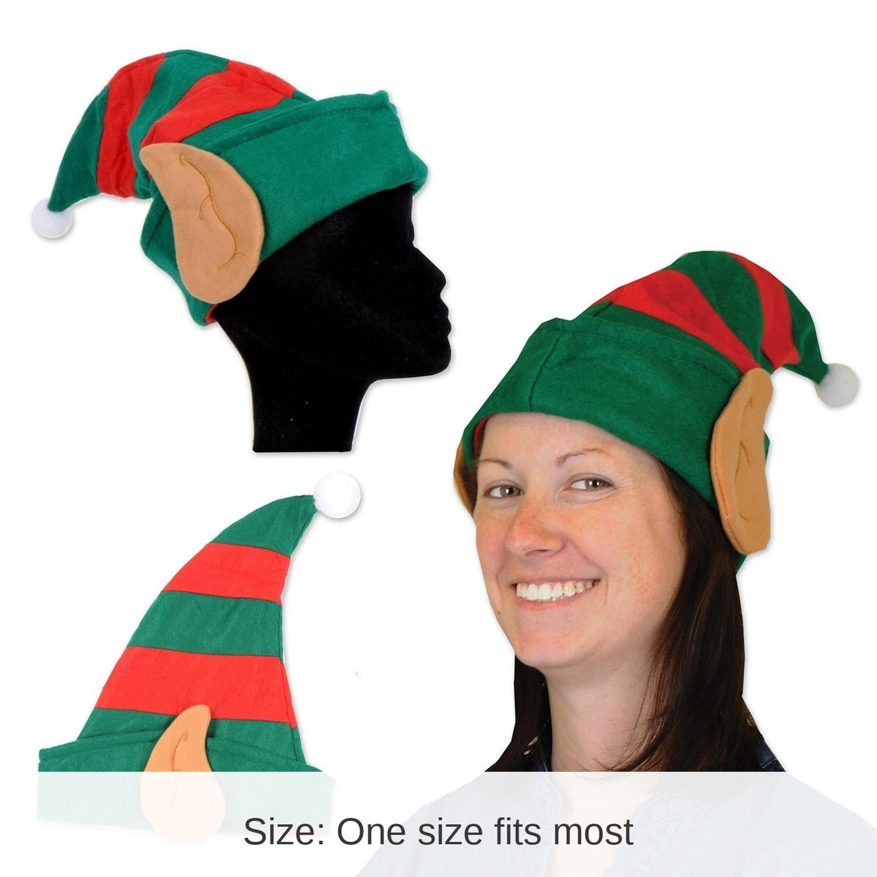 12 Pack Bulk Christmas Felt Elf Hat with Ears