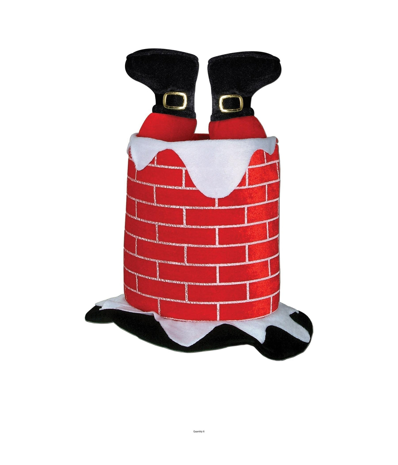 6 Pack Bulk Christmas Plush Santa Chimney Hat