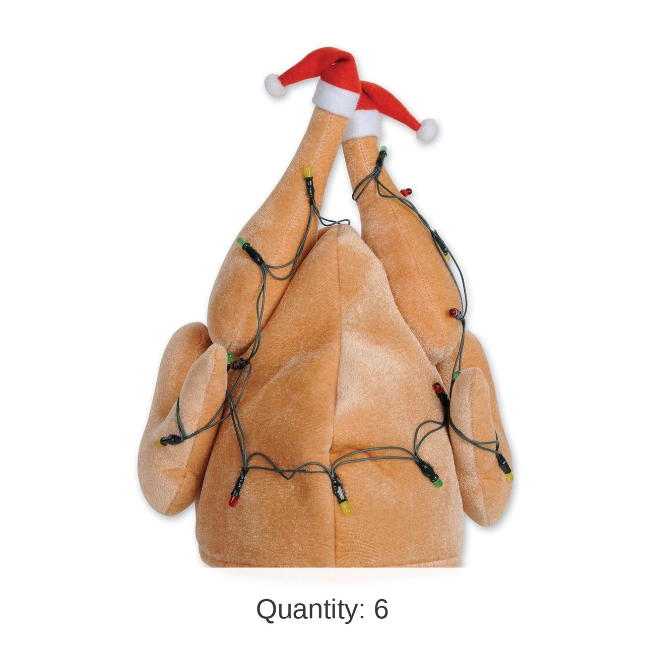 6 Pack Bulk Plush Light-Up Christmas Turkey Hat