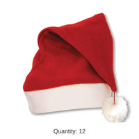 12 Pack Bulk Plush Santa Hat