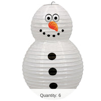 6 Pack Bulk Christmas Snowman Paper Lantern