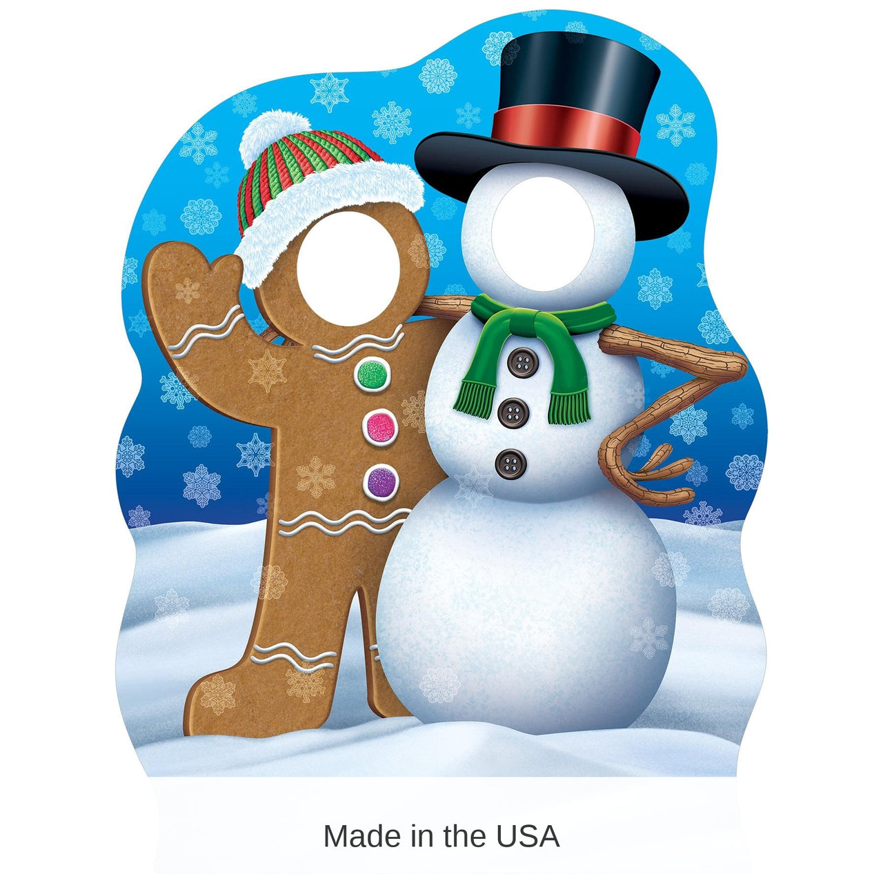 4 Pack Bulk Gingerbrd Man&Snowman Photo Prop Stand-Up Decoration