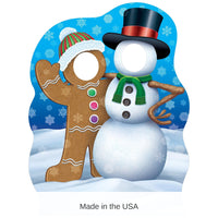 4 Pack Bulk Gingerbrd Man&Snowman Photo Prop Stand-Up Decoration