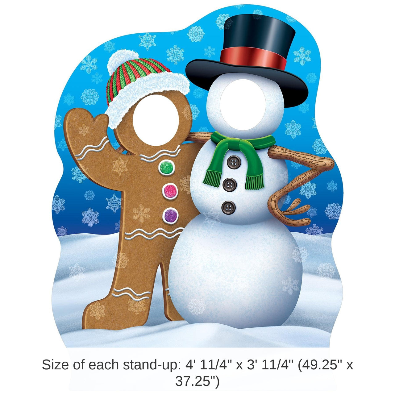 4 Pack Bulk Gingerbrd Man&Snowman Photo Prop Stand-Up Decoration