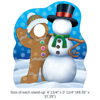 4 Pack Bulk Gingerbrd Man&Snowman Photo Prop Stand-Up Decoration