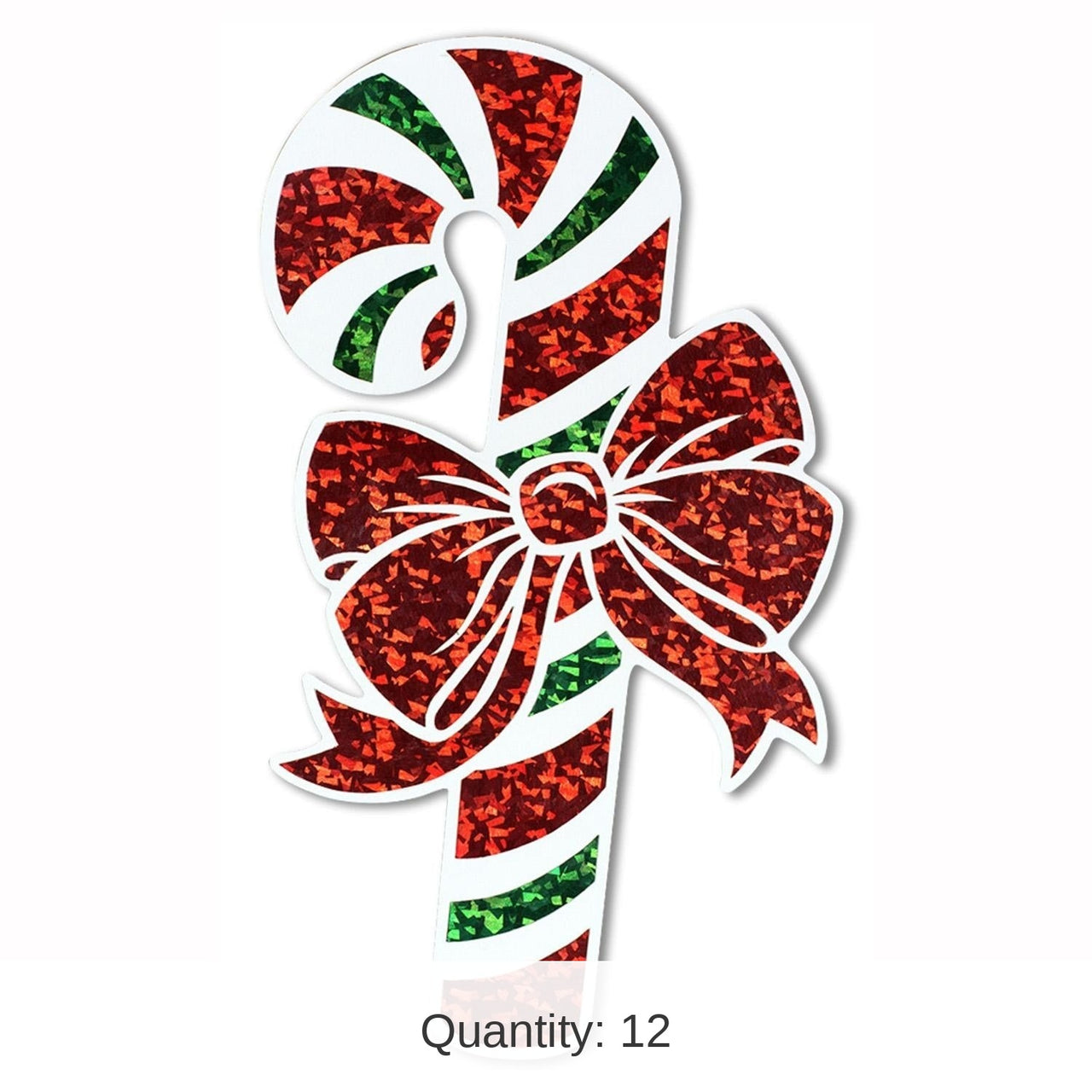 12 Pack Bulk Christmas Prismatic Candy Cane Cutout