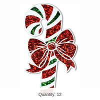 12 Pack Bulk Christmas Prismatic Candy Cane Cutout