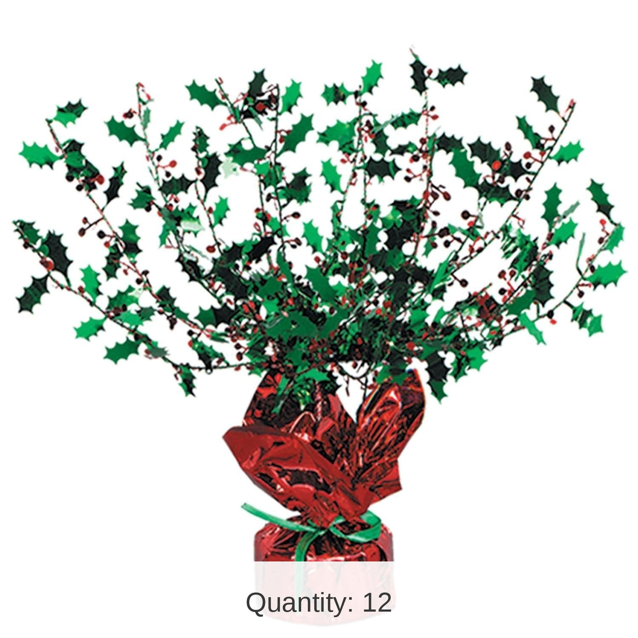 12 Pack Bulk Christmas Holly/Berry Centerpiece