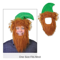 12 Pack Bulk Christmas Green Hat with Beard