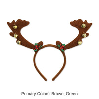 12 Pack Bulk Christmas Reindeer Antlers with Bells