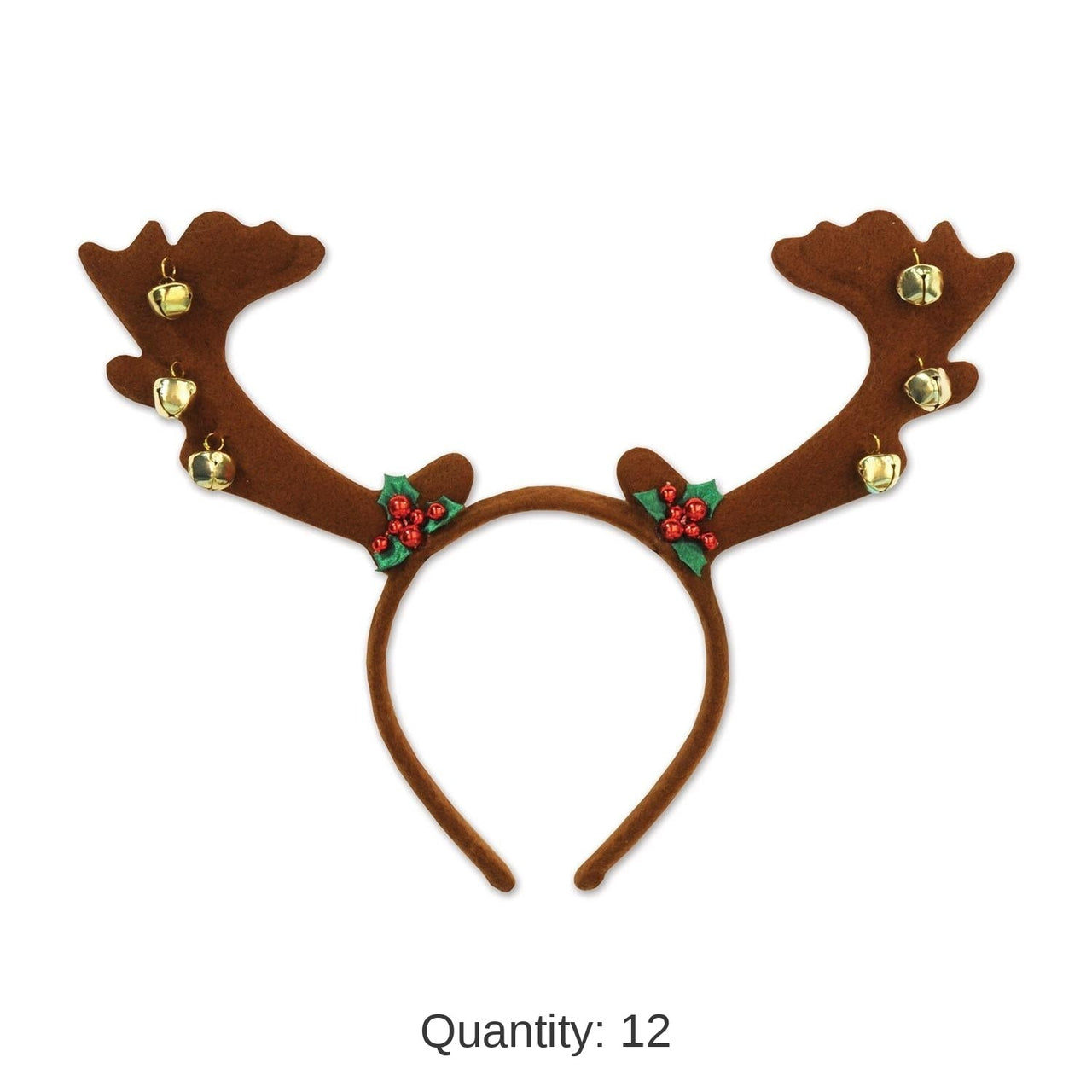 12 Pack Bulk Christmas Reindeer Antlers with Bells