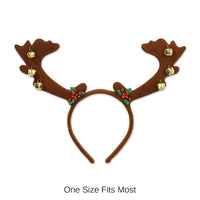 12 Pack Bulk Christmas Reindeer Antlers with Bells