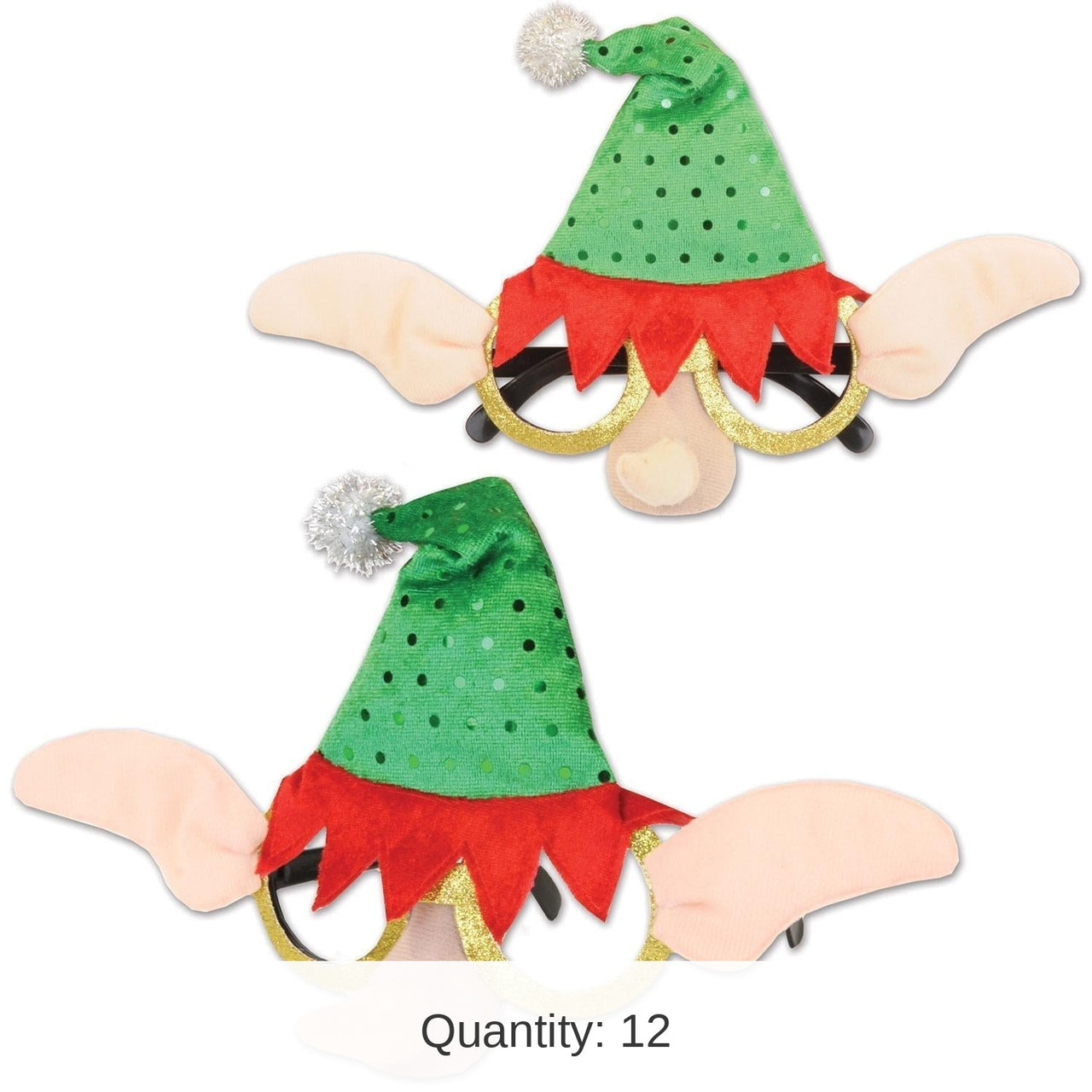 12 Pack Bulk Christmas Elf Glasses
