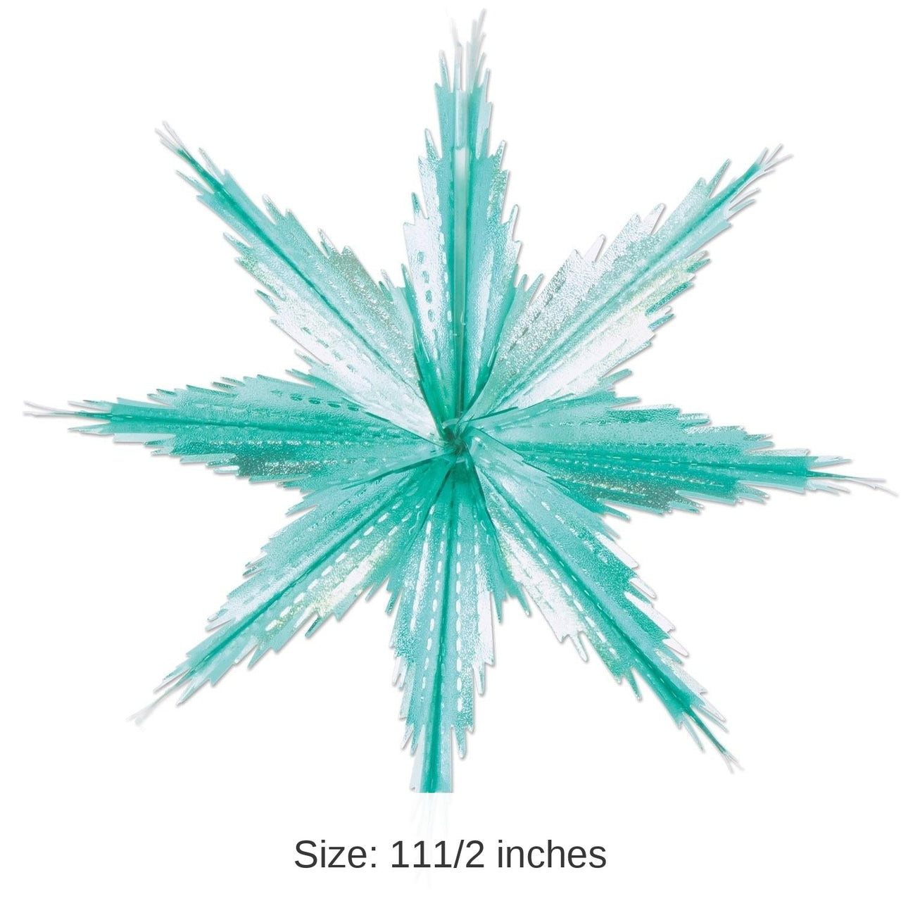 24 Piece Bulk Christmas 2-Tone Metallic Snowflakes - turquoise/silver