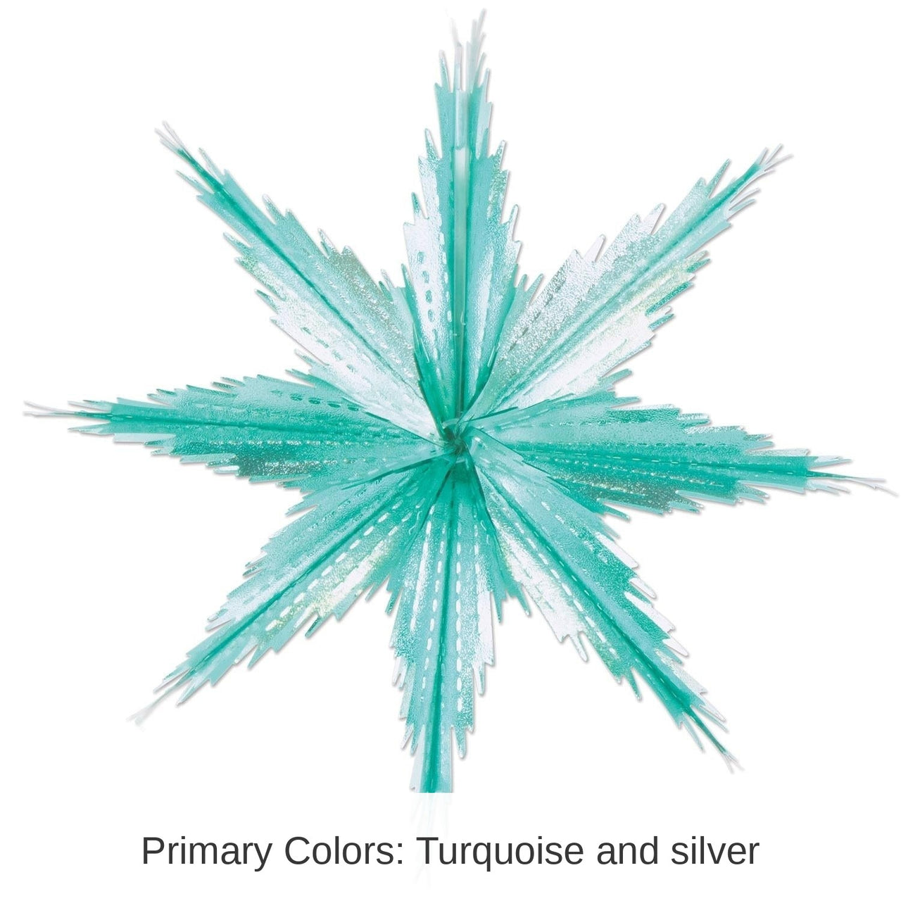 24 Piece Bulk Christmas 2-Tone Metallic Snowflakes - turquoise/silver