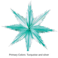 24 Piece Bulk Christmas 2-Tone Metallic Snowflakes - turquoise/silver