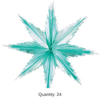 24 Piece Bulk Christmas 2-Tone Metallic Snowflakes - turquoise/silver