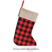 12 Pack Bulk Christmas Red and Black Plaid Stocking