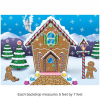 6 Pack Bulk Christmas Gingerbread House Fabric Backdrop