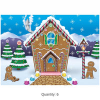 6 Pack Bulk Christmas Gingerbread House Fabric Backdrop