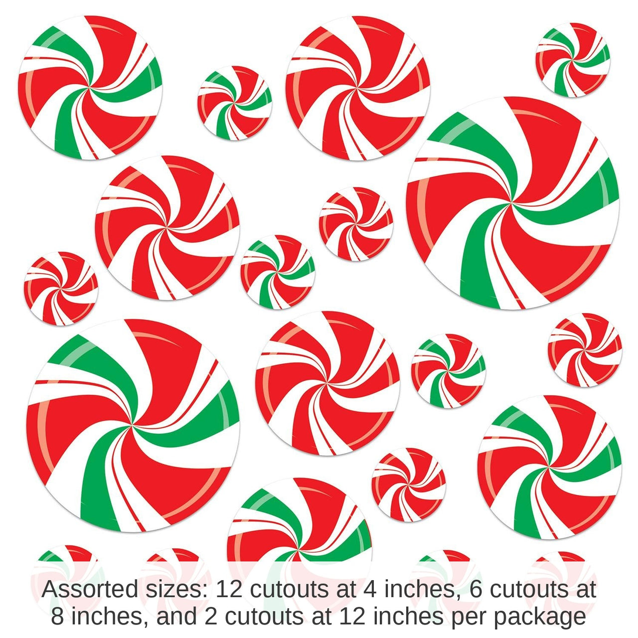 240 Pack Bulk Christmas Peppermint Cutouts