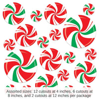 240 Pack Bulk Christmas Peppermint Cutouts