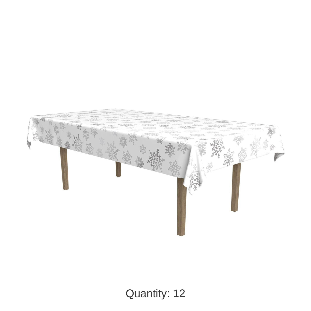 12 Pack Bulk Metallic Snowflake Tablecover