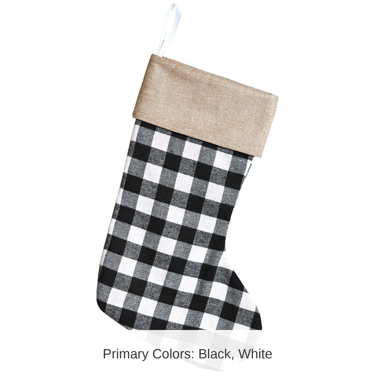 12 Pack Bulk Christmas Black and White Plaid Stocking