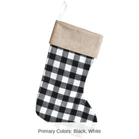 12 Pack Bulk Christmas Black and White Plaid Stocking