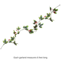 12 Pack Bulk Christmas Holly/Berry Garland