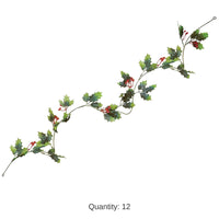 12 Pack Bulk Christmas Holly/Berry Garland
