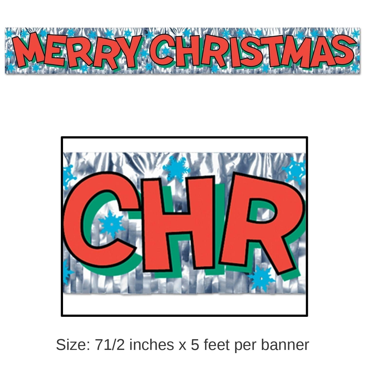 12 Pack Bulk Metallic Merry Christmas Fringe Banner
