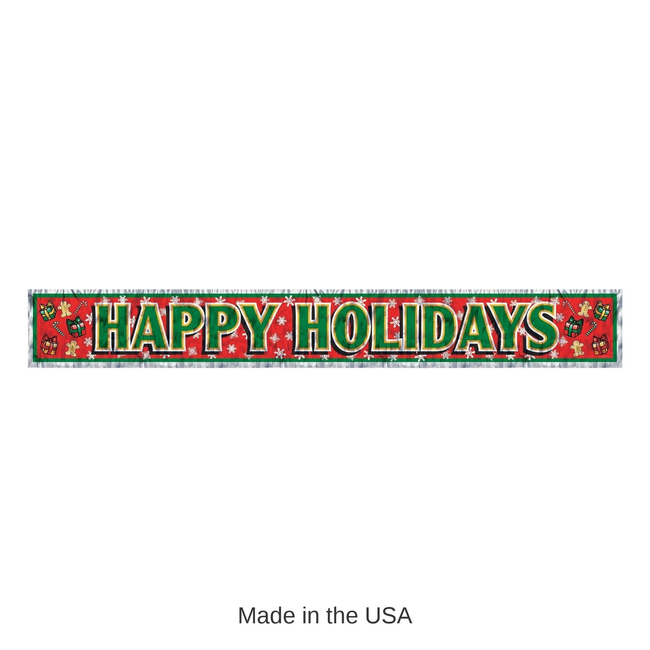 12 Pack Bulk Metallic Happy Holidays Fringe Banner
