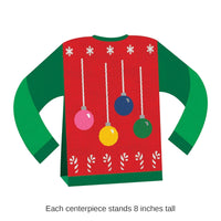 12 Pack Bulk Christmas 3-D Ugly Sweater Centerpiece