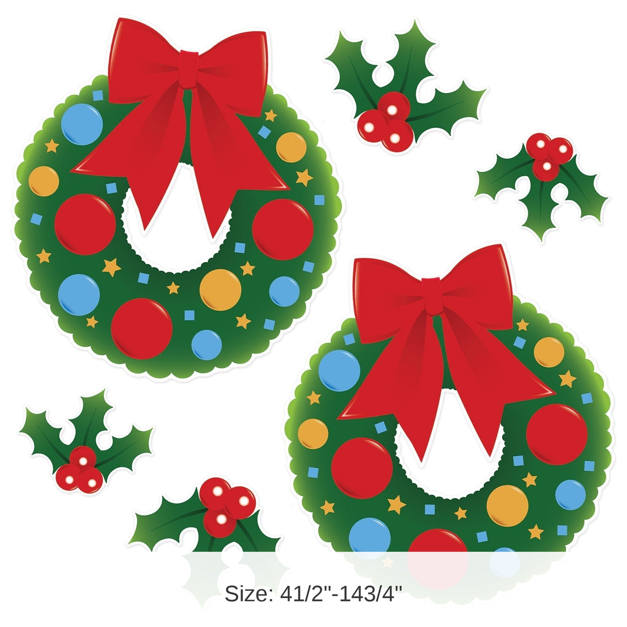 72 Pack Bulk Holly/Wreath Cutout Decorations