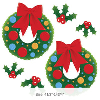 72 Pack Bulk Holly/Wreath Cutout Decorations