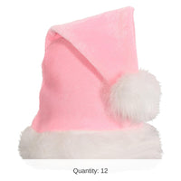 12 Pack Bulk Christmas Light Pink Santa Hat