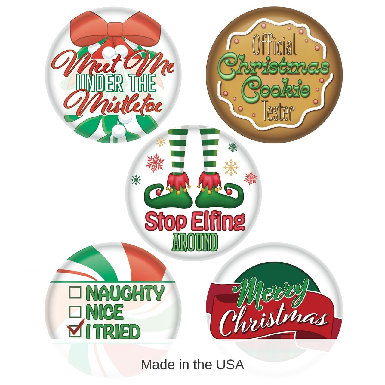 60 Pack Bulk Christmas Party Buttons