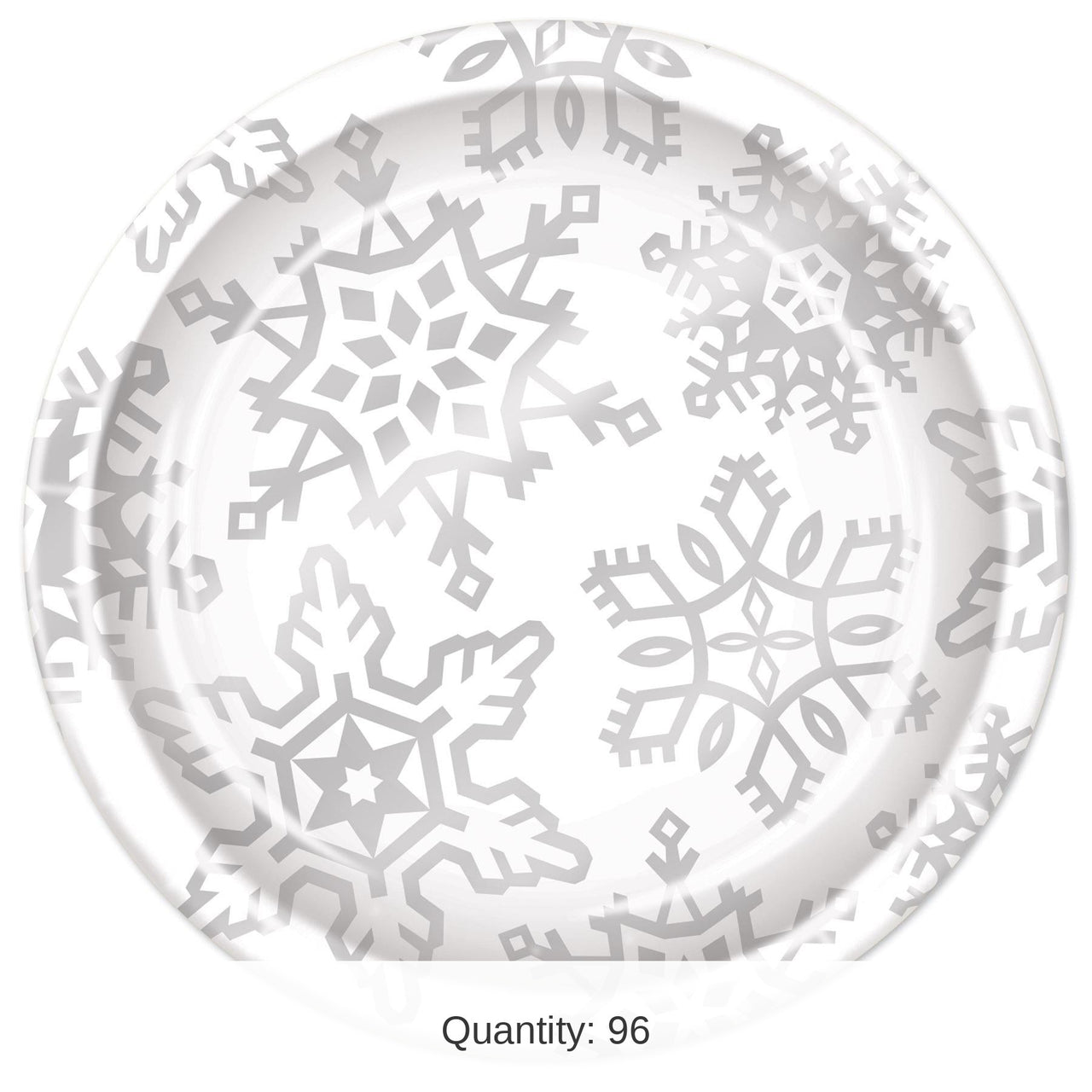 96 Pack Bulk Snowflake Plates