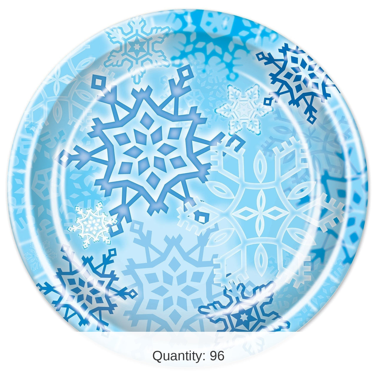 96 Pack Bulk Snowflake 9 inch Paper Plates