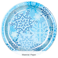 96 Pack Bulk Snowflake 9 inch Paper Plates