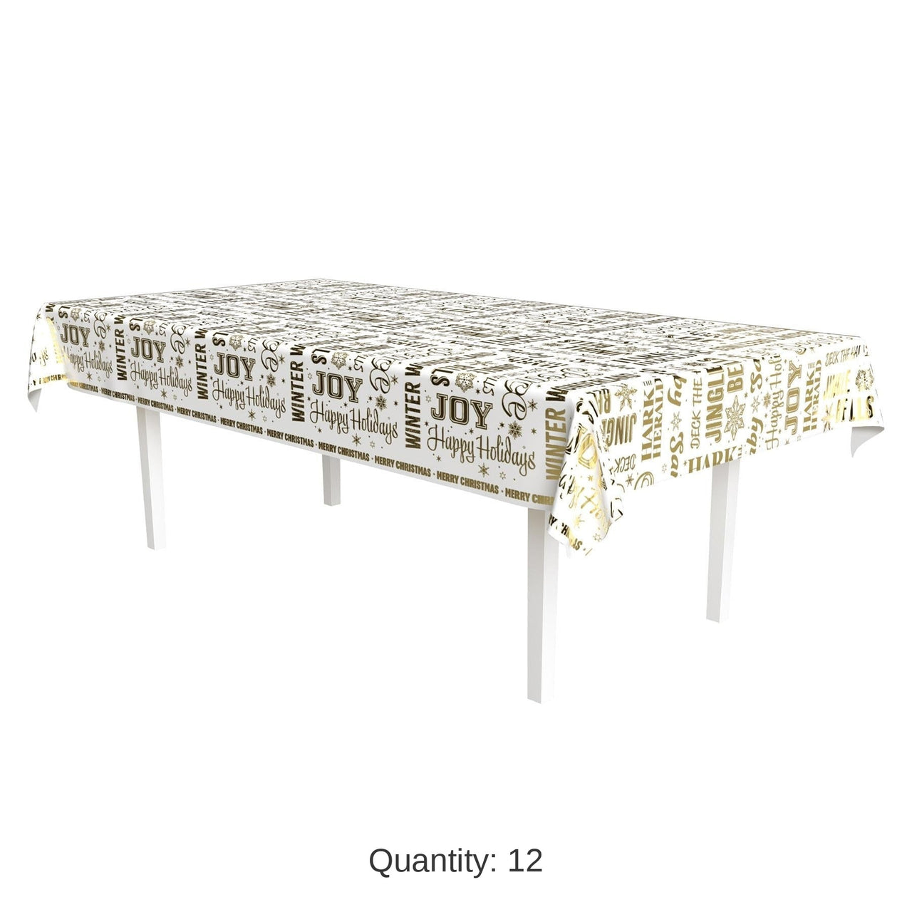 12 Pack Bulk Metallic Holiday Expressions Tablecover