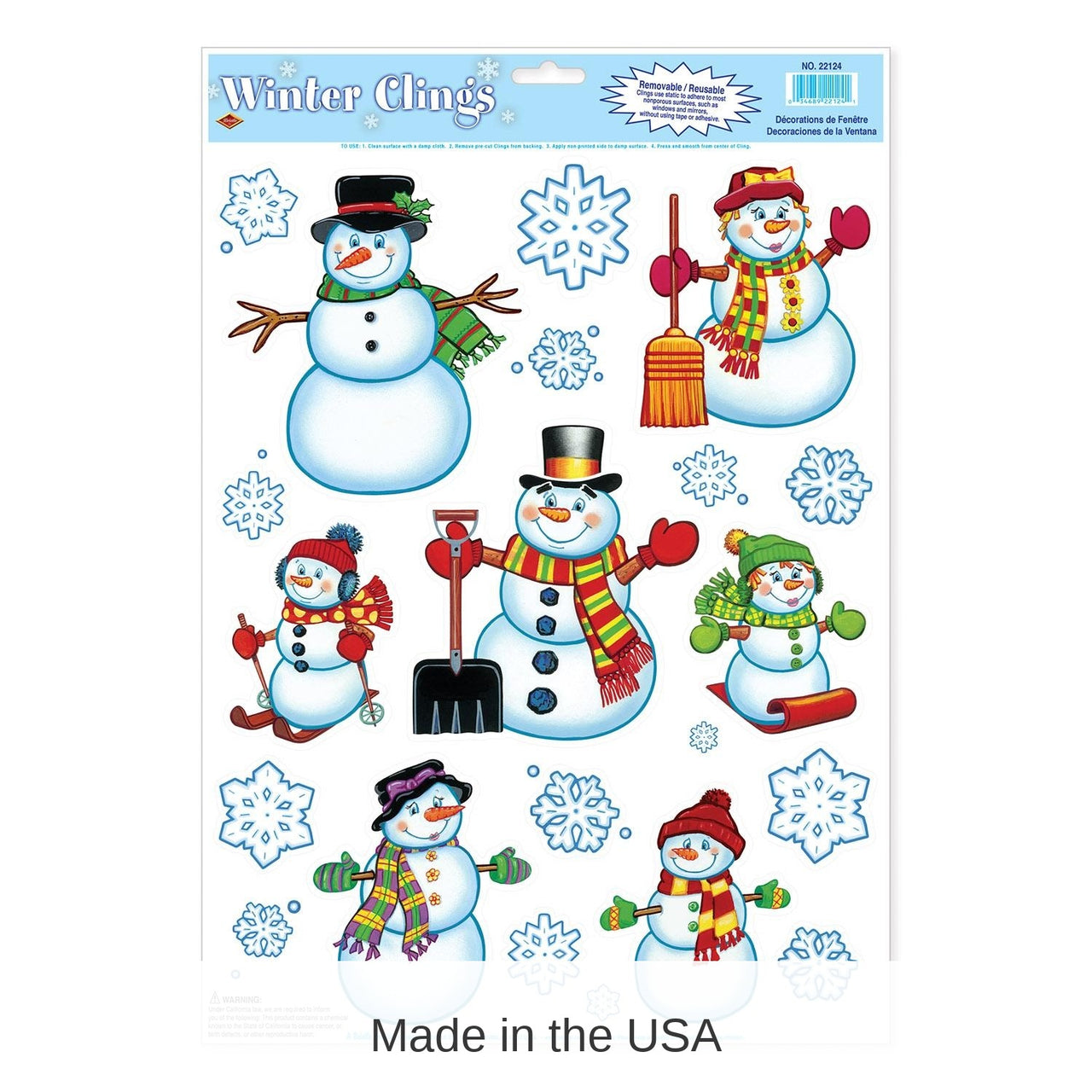 192 Piece Bulk Christmas Snowman/Snowflake Clings