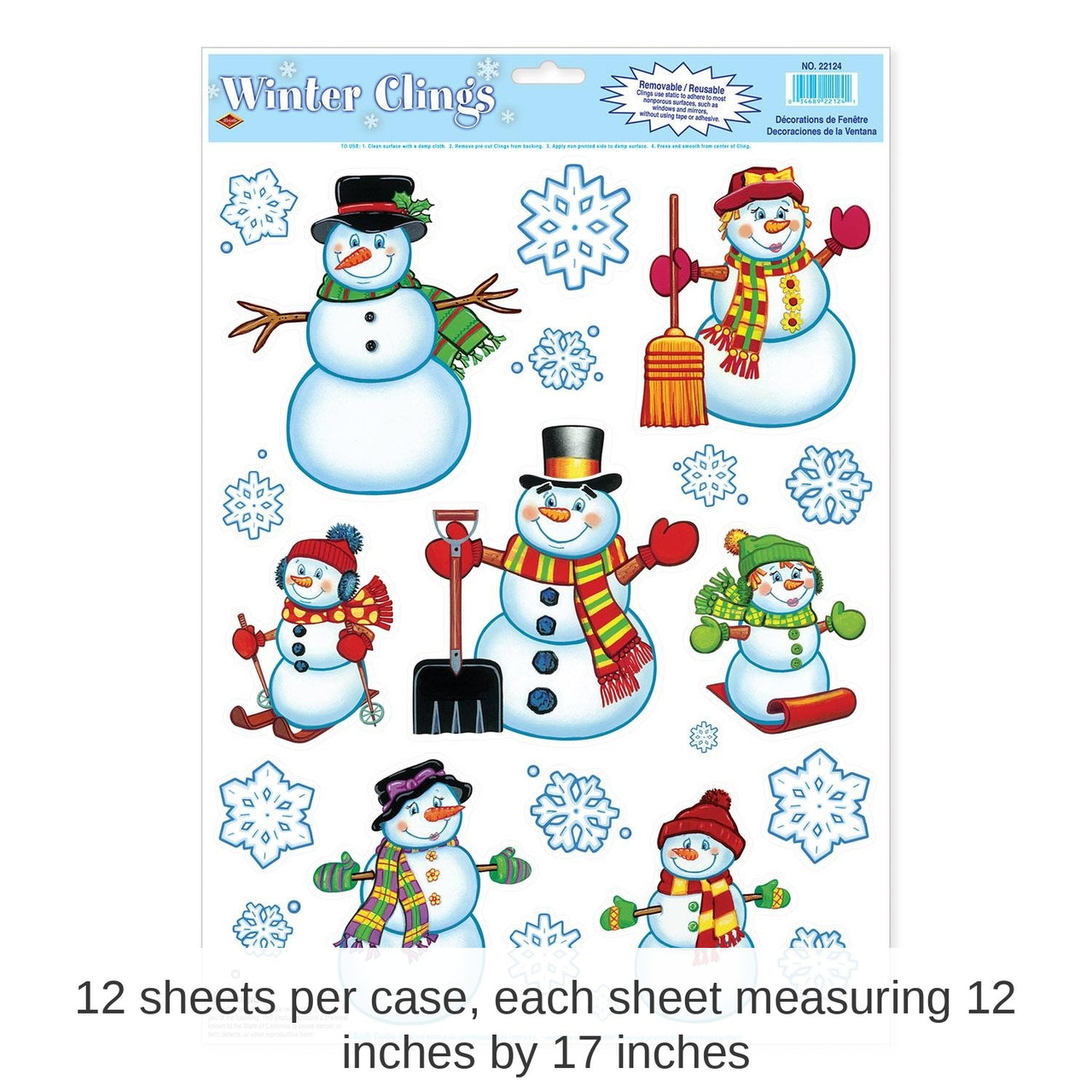 192 Piece Bulk Christmas Snowman/Snowflake Clings