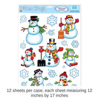 192 Piece Bulk Christmas Snowman/Snowflake Clings