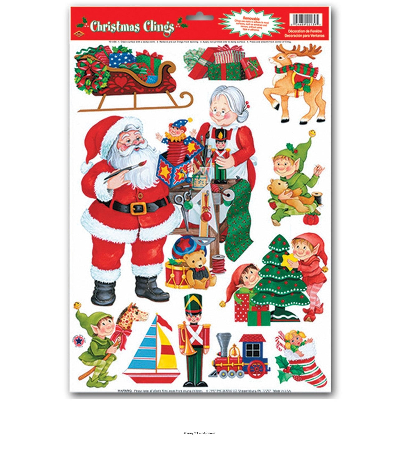132 Piece Bulk Christmas Santa's Workshop Clings