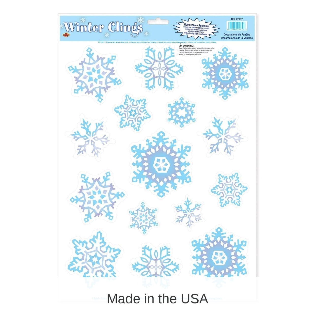 180 Piece Bulk Christmas Crystal Snowflake Clings