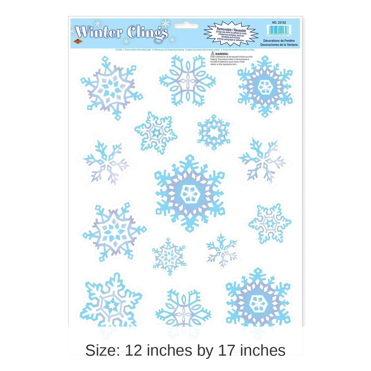 180 Piece Bulk Christmas Crystal Snowflake Clings